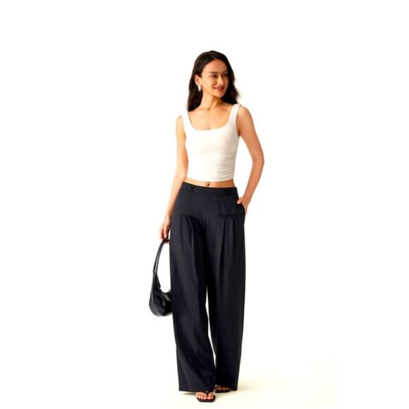 NWT OGL Ponte-De-Roma Drapey Bamboo Mid Rise Wide Leg Trouser Size Small - Picture 1 of 13
